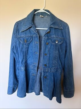 Classic Blue Denim Peplum Jacket - Women's Jean Jacket